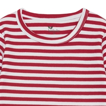 BIRKHOLM Stribet Rib Bluse Perfekt Hvid & Chili Rød